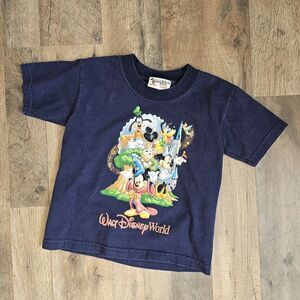 Vintage Walt Disney World Kids Size XS Navy Graphic T-Shirt | Made in USA Cotton